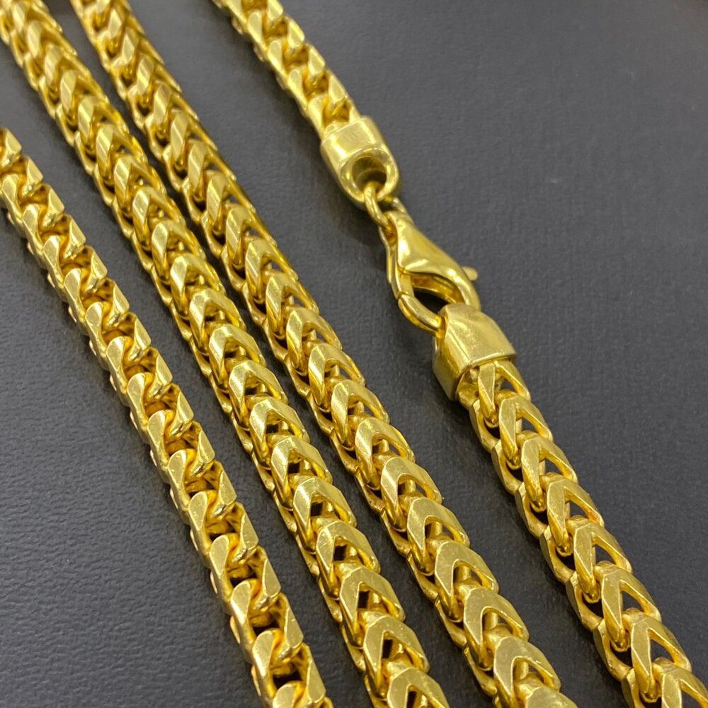 Necklace 36" Franco Chain Silver Bath Gold Vermeil Jewelry Cadena Hombres